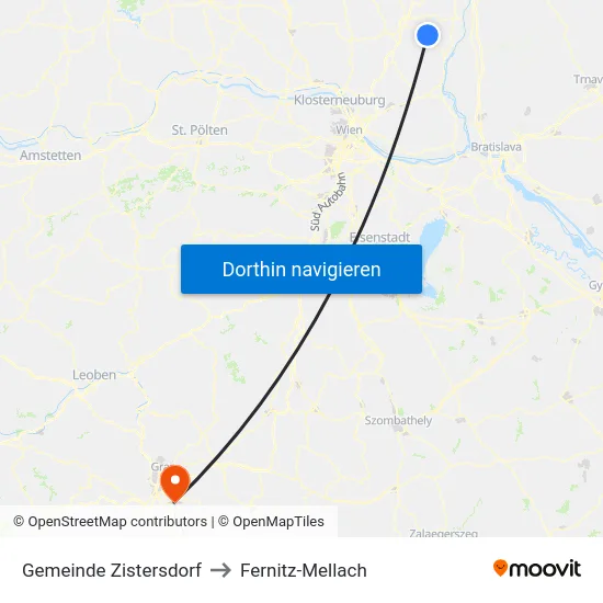 Gemeinde Zistersdorf to Fernitz-Mellach map
