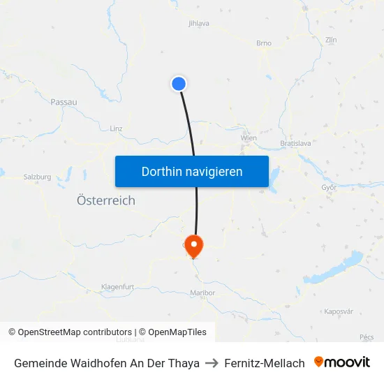 Gemeinde Waidhofen An Der Thaya to Fernitz-Mellach map