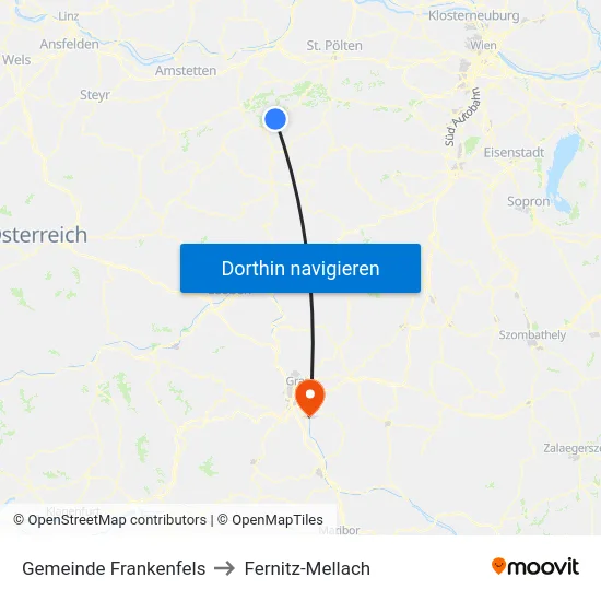 Gemeinde Frankenfels to Fernitz-Mellach map