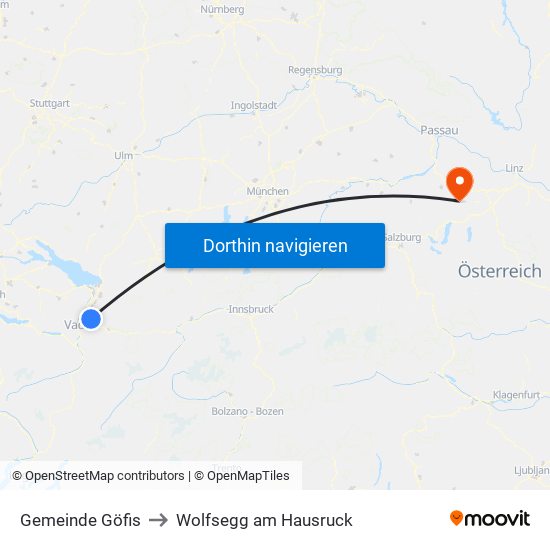 Gemeinde Göfis to Wolfsegg am Hausruck map