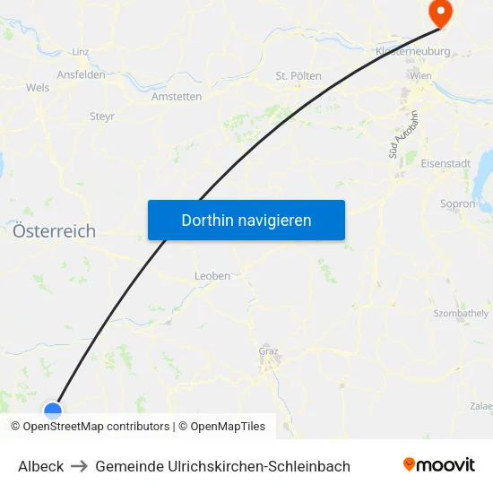 Albeck to Gemeinde Ulrichskirchen-Schleinbach map