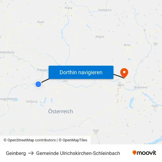 Geinberg to Gemeinde Ulrichskirchen-Schleinbach map