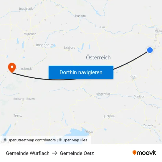 Gemeinde Würflach to Gemeinde Oetz map