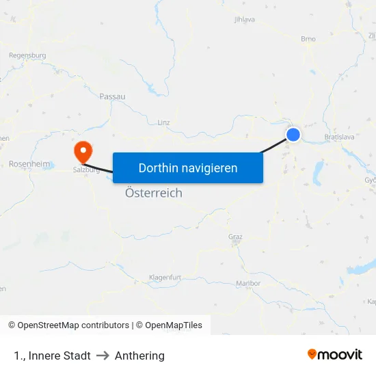 1., Innere Stadt to Anthering map