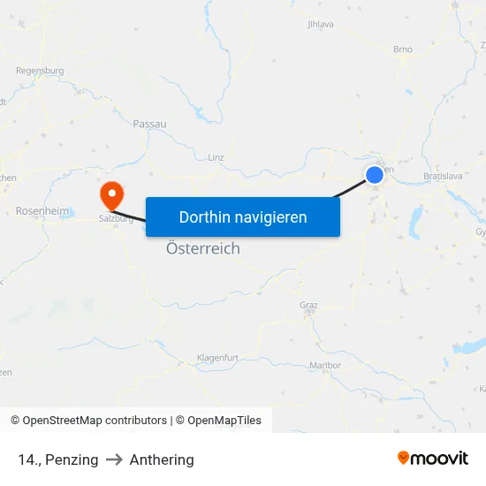 14., Penzing to Anthering map