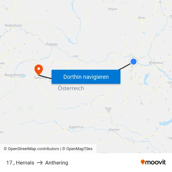 17., Hernals to Anthering map