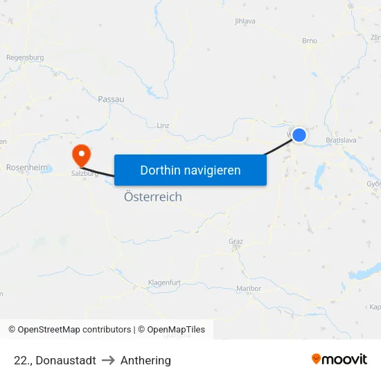 22., Donaustadt to Anthering map
