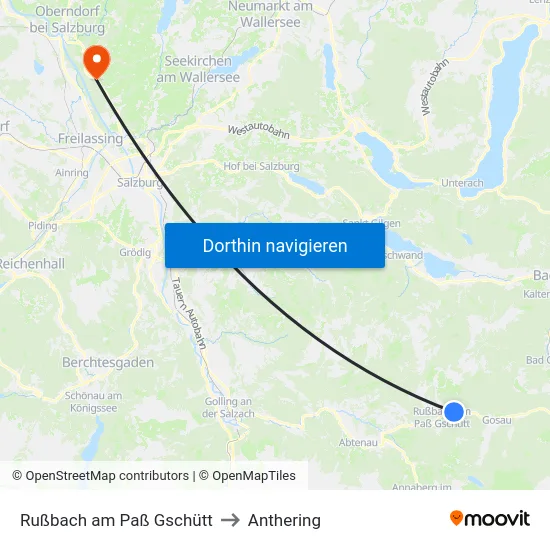 Rußbach am Paß Gschütt to Anthering map