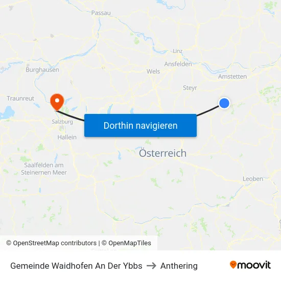 Gemeinde Waidhofen An Der Ybbs to Anthering map