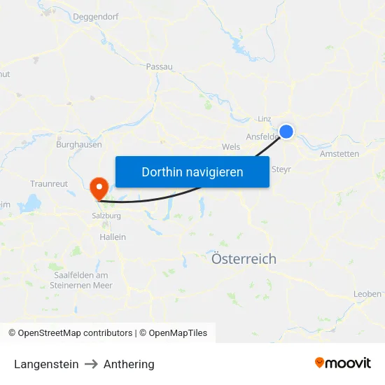 Langenstein to Anthering map