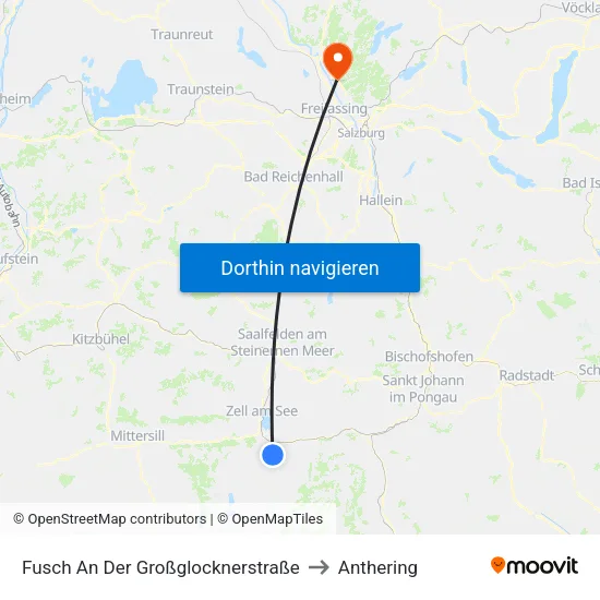 Fusch An Der Großglocknerstraße to Anthering map