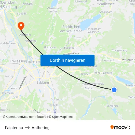 Faistenau to Anthering map