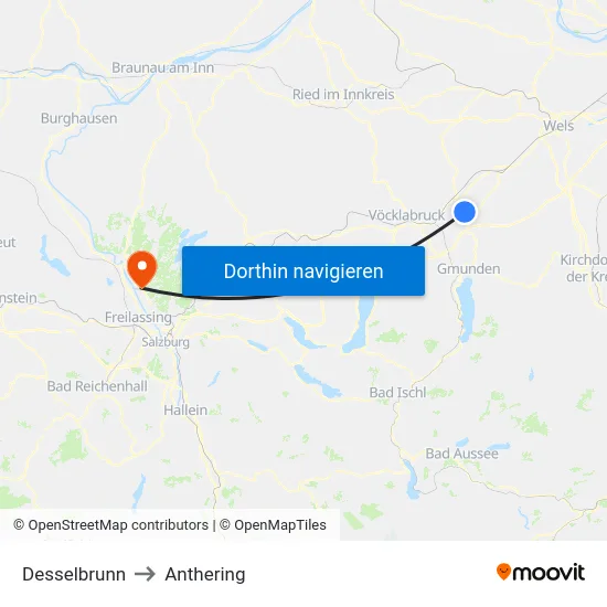 Desselbrunn to Anthering map
