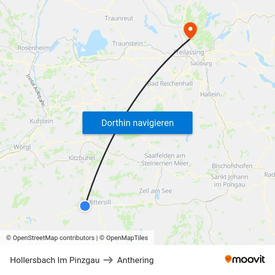 Hollersbach Im Pinzgau to Anthering map