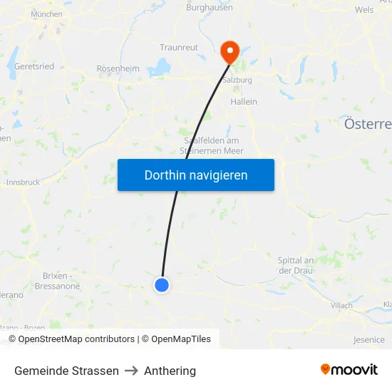 Gemeinde Strassen to Anthering map