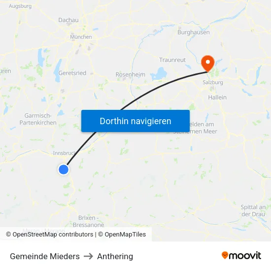 Gemeinde Mieders to Anthering map