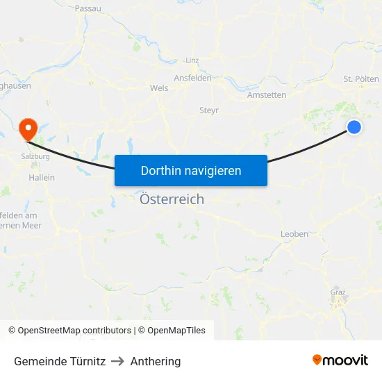 Gemeinde Türnitz to Anthering map