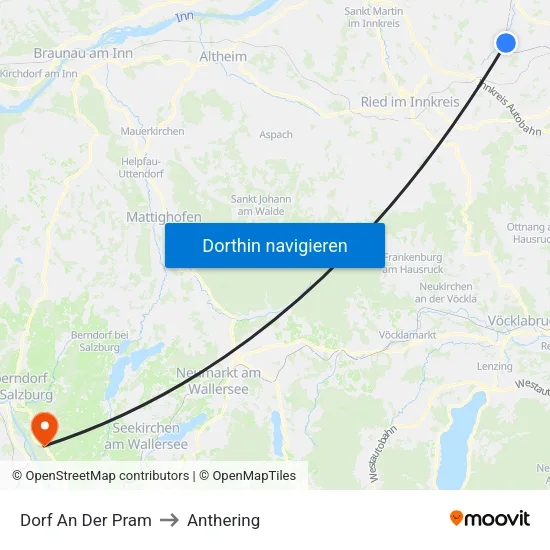 Dorf An Der Pram to Anthering map