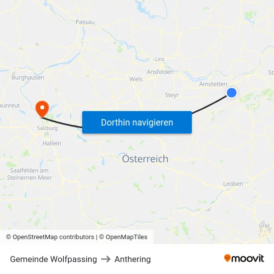 Gemeinde Wolfpassing to Anthering map