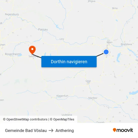 Gemeinde Bad Vöslau to Anthering map