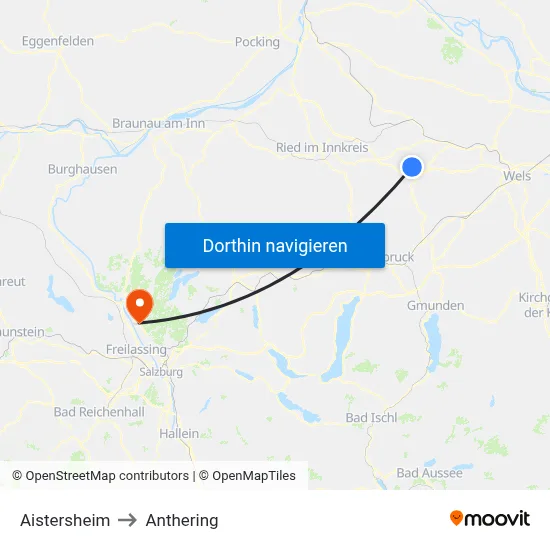 Aistersheim to Anthering map