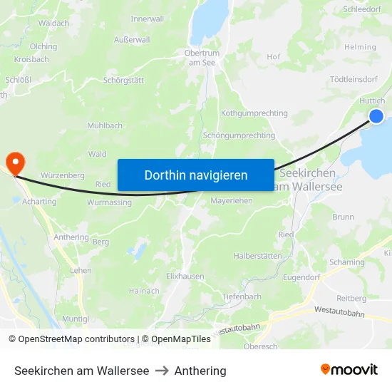Seekirchen am Wallersee to Anthering map