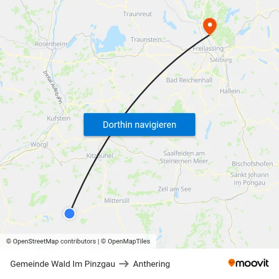 Gemeinde Wald Im Pinzgau to Anthering map