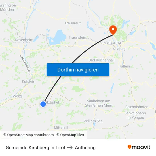 Gemeinde Kirchberg In Tirol to Anthering map