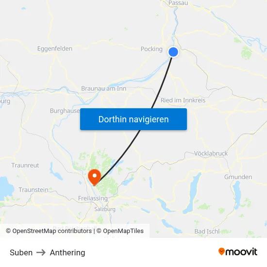 Suben to Anthering map