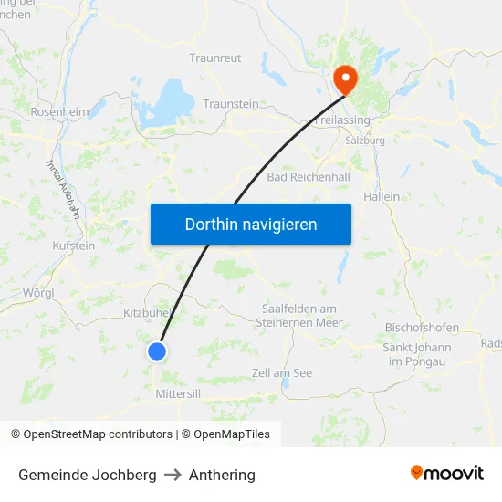 Gemeinde Jochberg to Anthering map