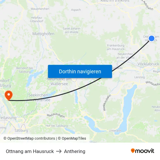 Ottnang am Hausruck to Anthering map