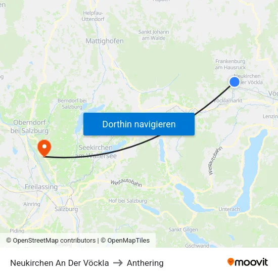 Neukirchen An Der Vöckla to Anthering map