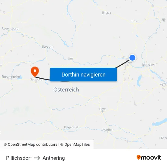 Pillichsdorf to Anthering map
