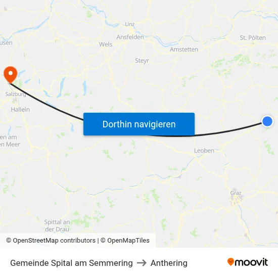 Gemeinde Spital am Semmering to Anthering map