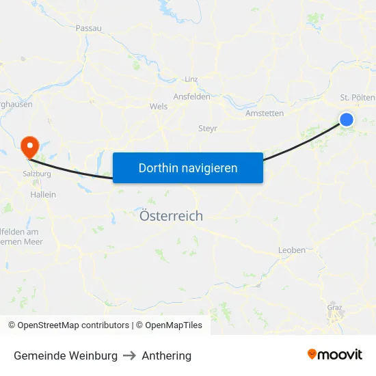 Gemeinde Weinburg to Anthering map