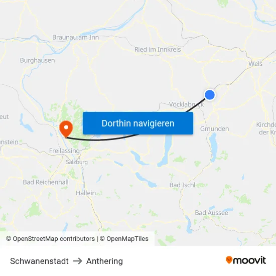 Schwanenstadt to Anthering map
