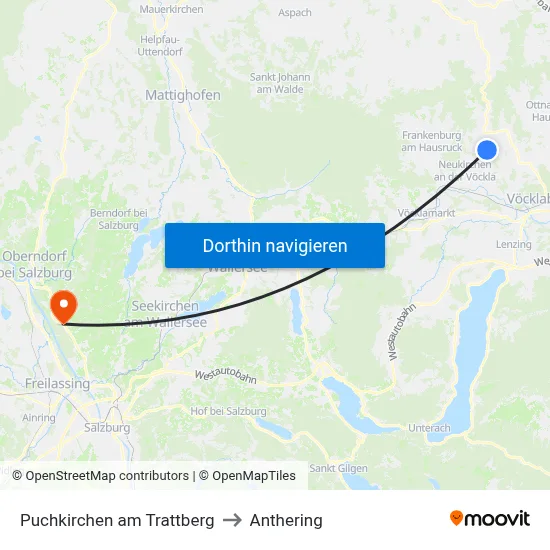 Puchkirchen am Trattberg to Anthering map