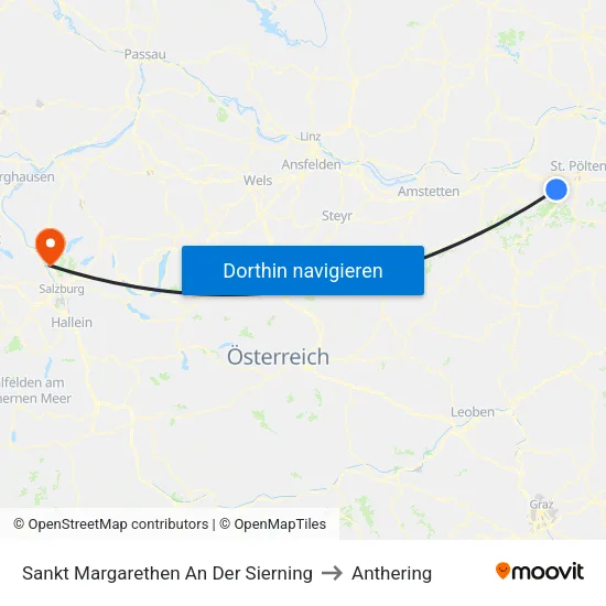 Sankt Margarethen An Der Sierning to Anthering map