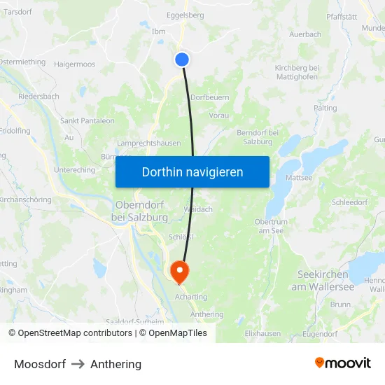 Moosdorf to Anthering map
