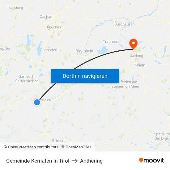 Gemeinde Kematen In Tirol to Anthering map