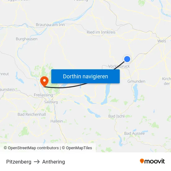 Pitzenberg to Anthering map