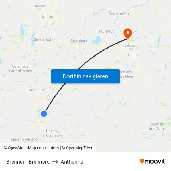 Brenner - Brennero to Anthering map