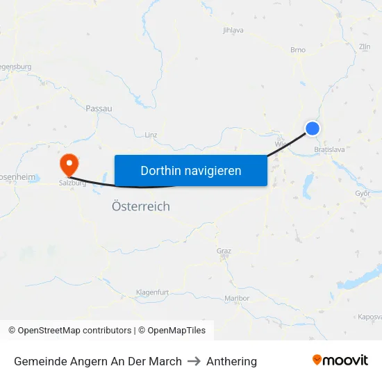 Gemeinde Angern An Der March to Anthering map