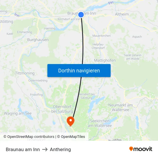 Braunau am Inn to Anthering map
