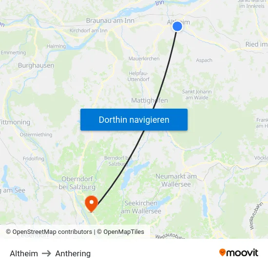 Altheim to Anthering map