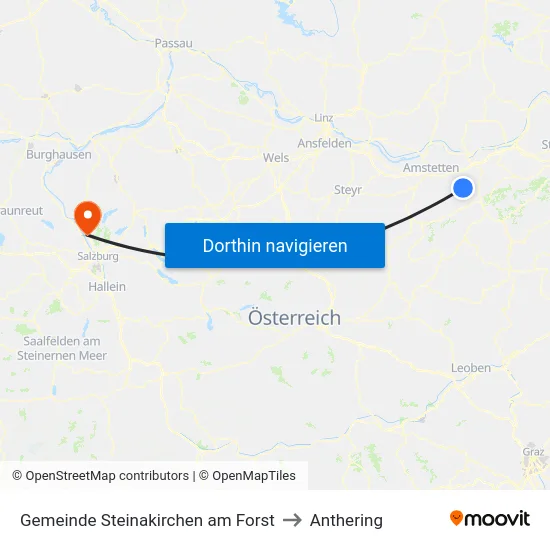 Gemeinde Steinakirchen am Forst to Anthering map