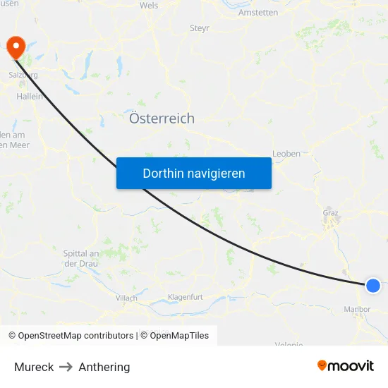 Mureck to Anthering map