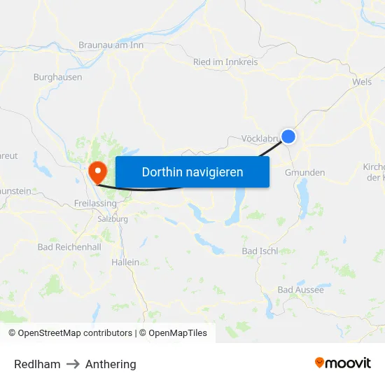 Redlham to Anthering map