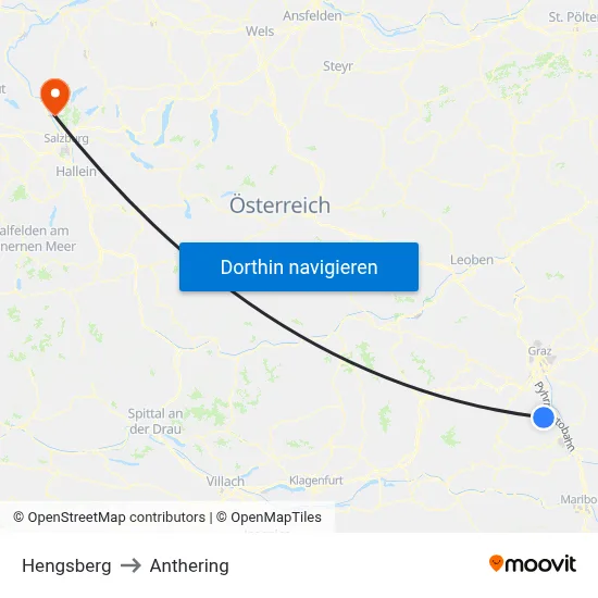 Hengsberg to Anthering map