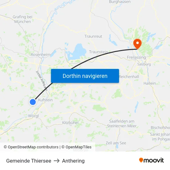 Gemeinde Thiersee to Anthering map